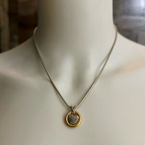 Brighton Two Toned Adjustable Heart Circle Necklace